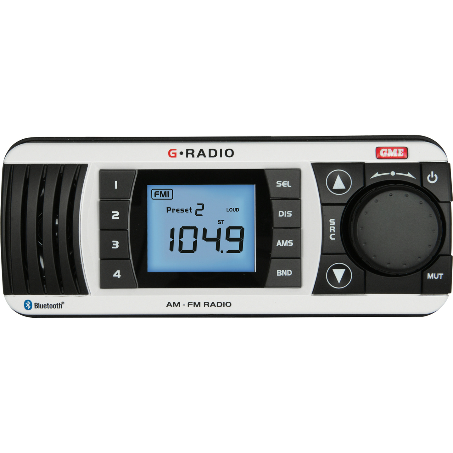 GME AM/FM IP67 Marine Stereo with Bluetooth - White