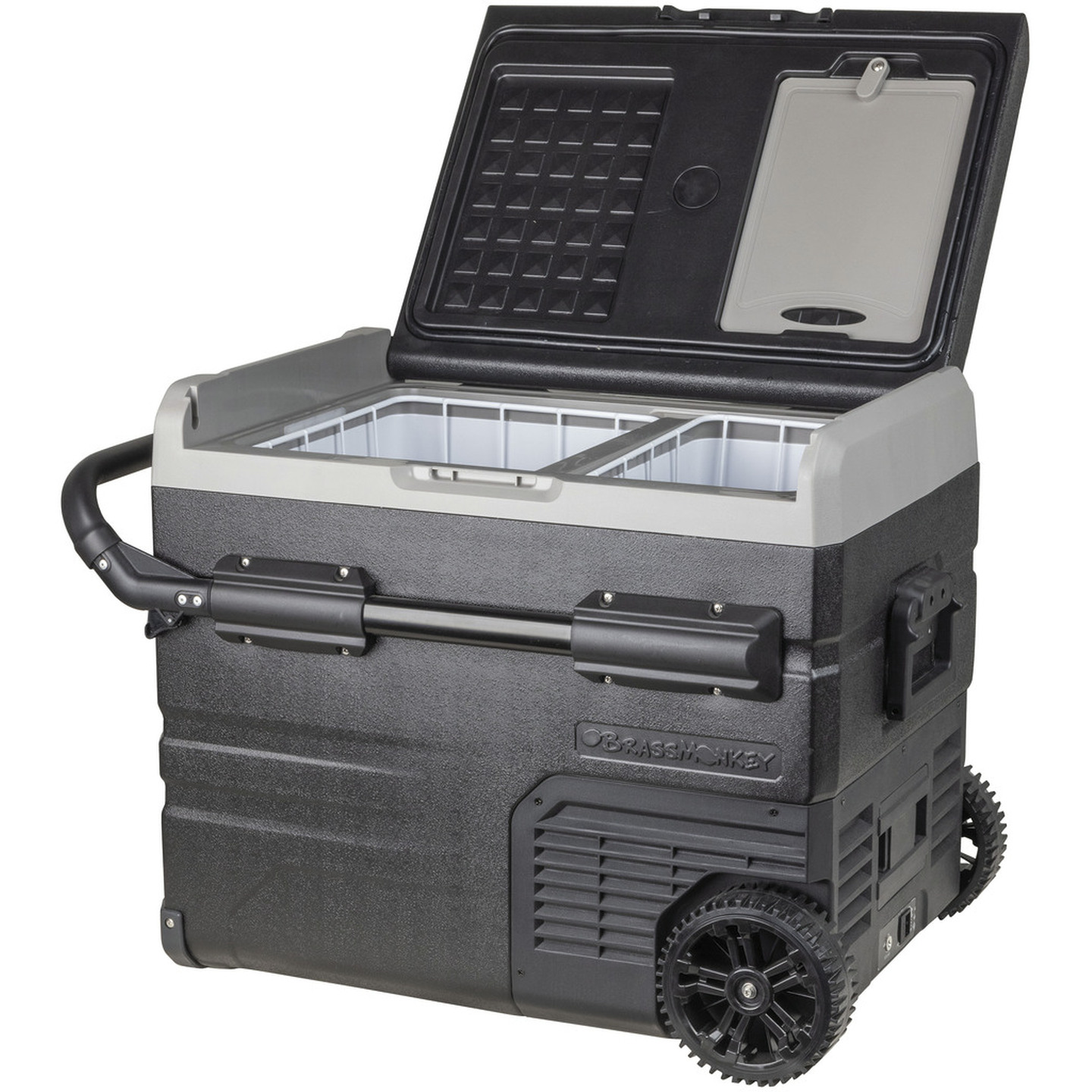 95L Brass Monkey Portable Low Profile Dual Zone Fridge/Freezer with Battery  Compartment
